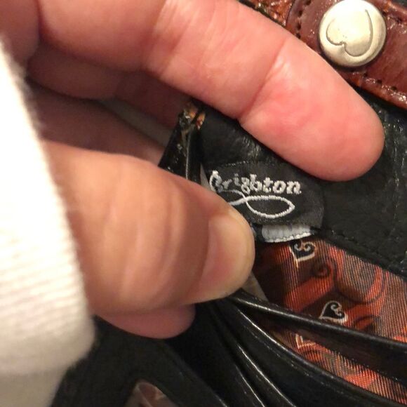 Brighton Convertible Pebbled Black Brown Silver Mini Wallet Crossbody Purse - Picture 12 of 16